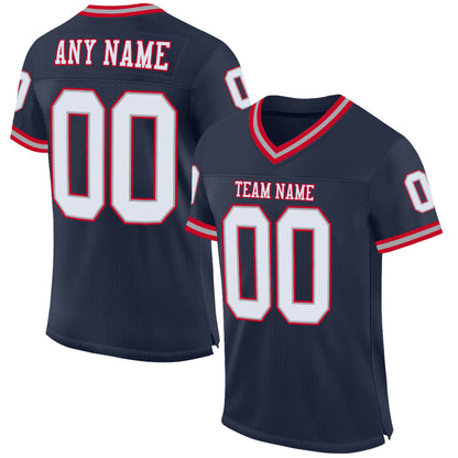 Custom Navy White-Gray Mesh Authentic Throwback Football Jersey - Sky-Custom