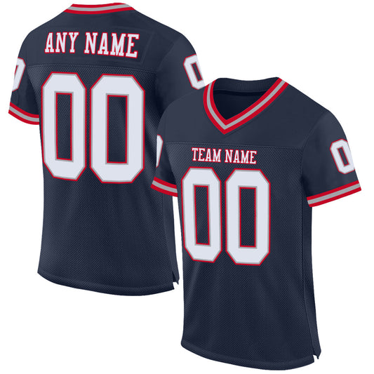 Custom Navy White-Gray Mesh Authentic Throwback Football Jersey - Sky-Custom