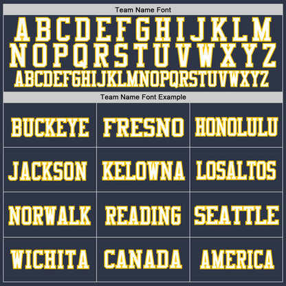 Custom Navy White-Gold Mesh Authentic Throwback Football Jersey - Sky-Custom