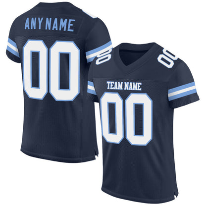 Custom Navy White-Light Blue Mesh Authentic Football Jersey - Sky-Custom