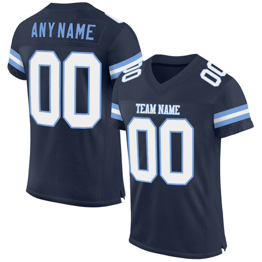 Custom Navy White-Light Blue Mesh Authentic Football Jersey - Sky-Custom