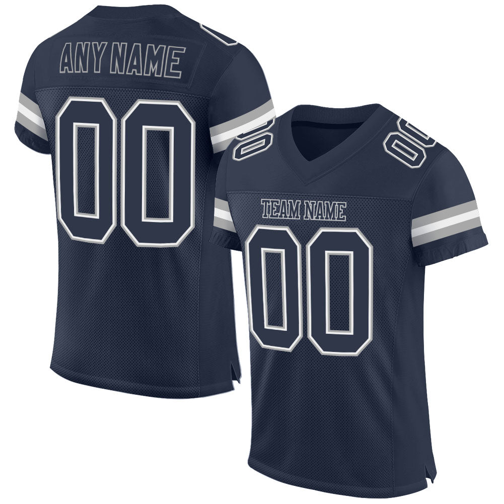 Custom Navy Navy-White Mesh Authentic Football Jersey - Sky-Custom