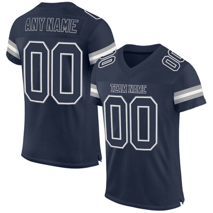 Custom Navy Navy-White Mesh Authentic Football Jersey - Sky-Custom