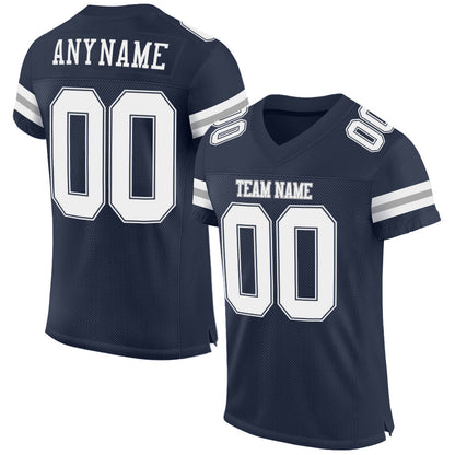 Custom Navy White-Gray Mesh Authentic Football Jersey - Sky-Custom