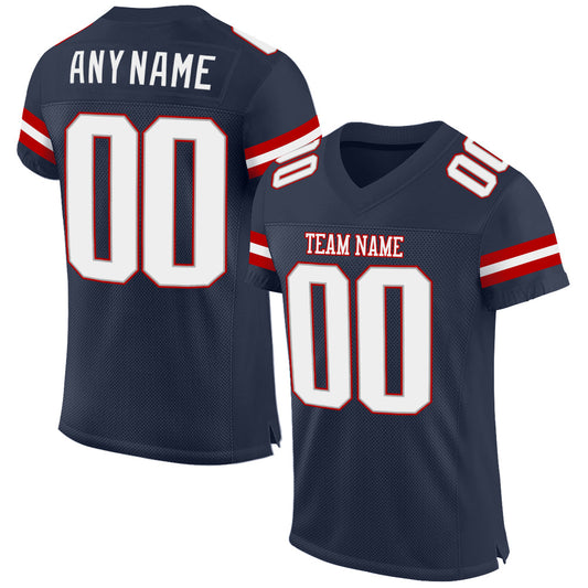 Custom Navy White-Red Mesh Authentic Football Jersey - Sky-Custom