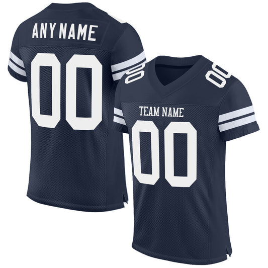 Custom Navy White Mesh Authentic Football Jersey - Sky-Custom