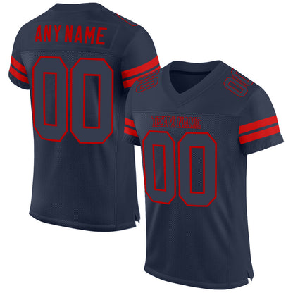 Custom Navy Navy-Red Mesh Authentic Football Jersey - Sky-Custom