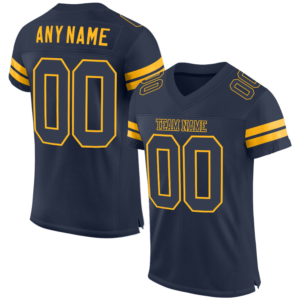 Custom Navy Navy-Gold Mesh Authentic Football Jersey - Sky-Custom