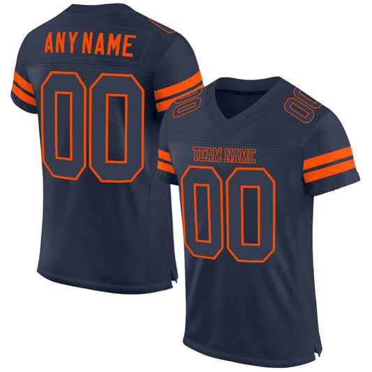 Custom Navy Navy-Orange Mesh Authentic Football Jersey - Sky-Custom