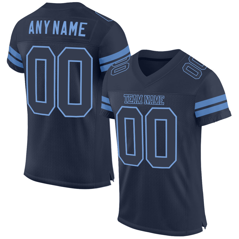 Custom Navy Navy-Light Blue Mesh Authentic Football Jersey - Sky-Custom