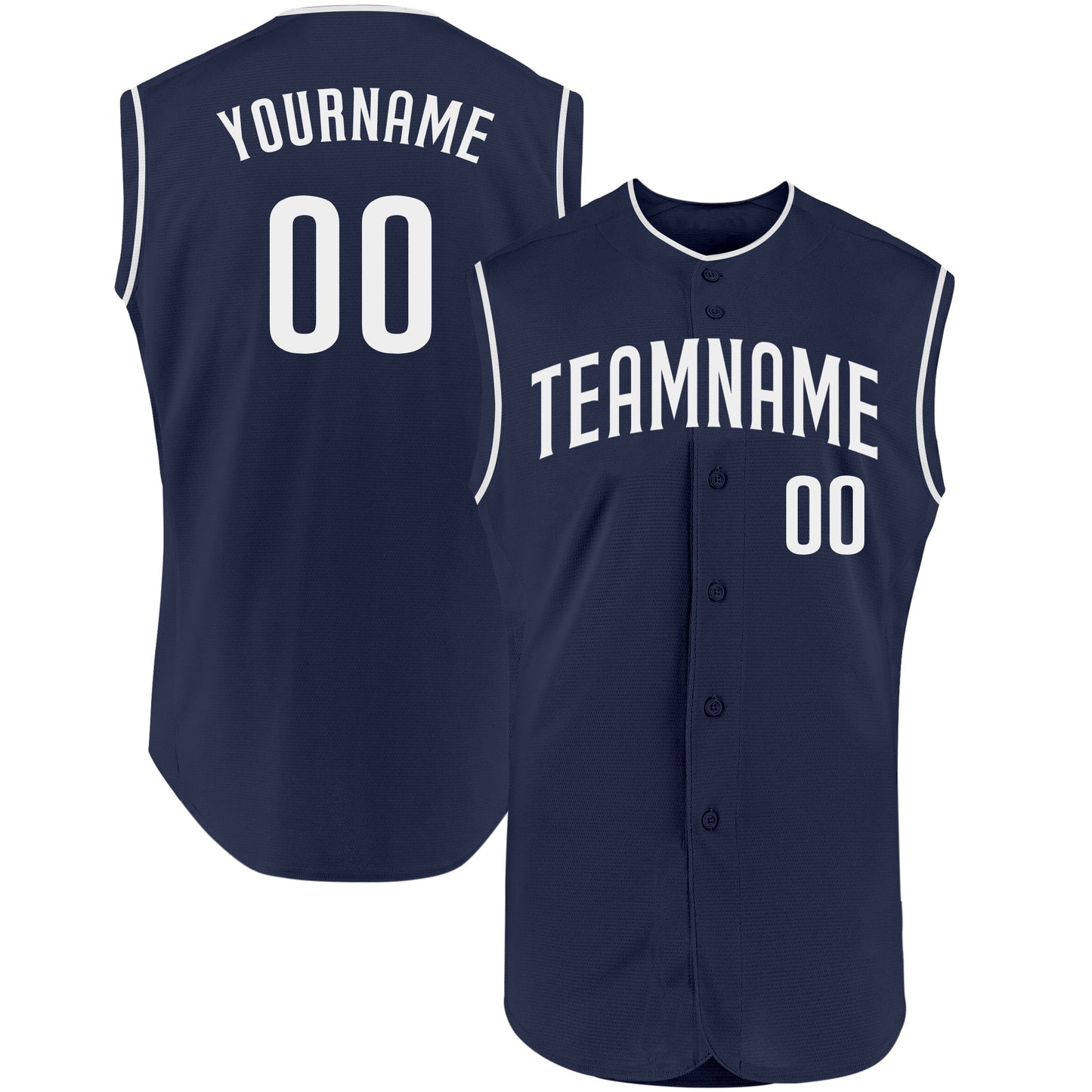 Custom Navy White Authentic Sleeveless Baseball Jersey - Sky-Custom
