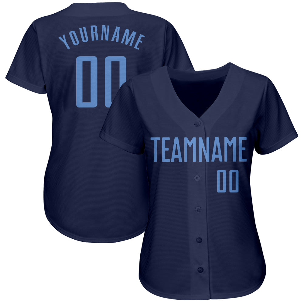 Custom Navy Light Blue Authentic Baseball Jersey - Sky-Custom