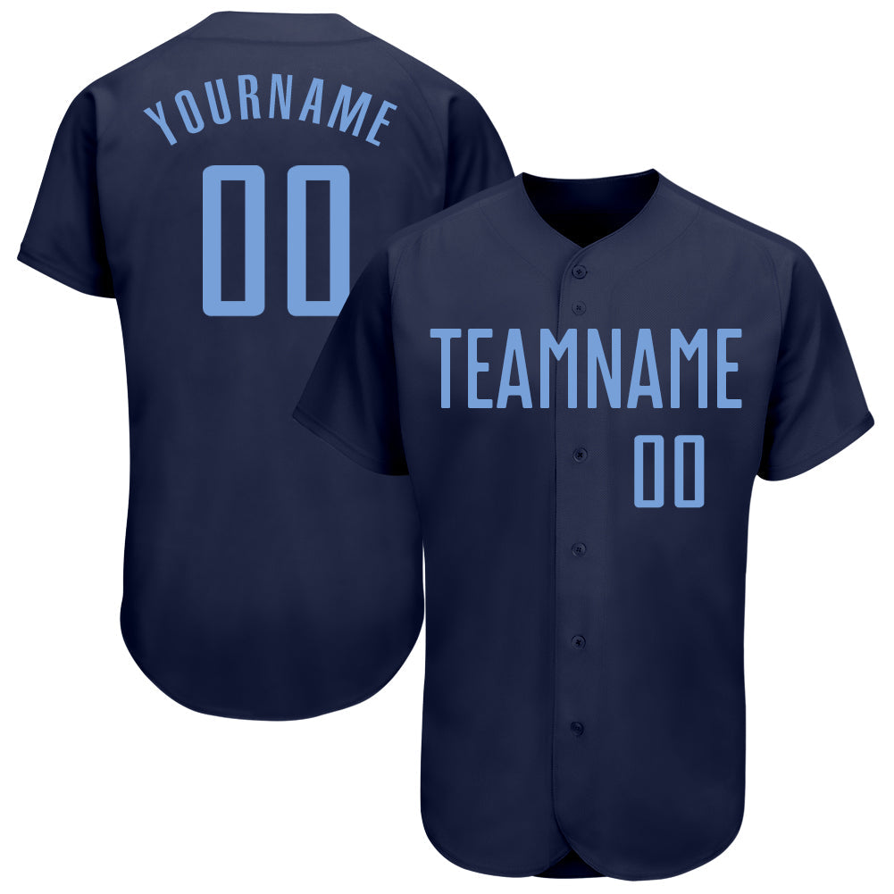 Custom Navy Light Blue Authentic Baseball Jersey - Sky-Custom