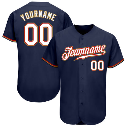 Custom Navy White-Old Gold Authentic Baseball Jersey - Sky-Custom