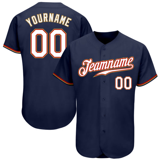 Custom Navy White-Old Gold Authentic Baseball Jersey - Sky-Custom