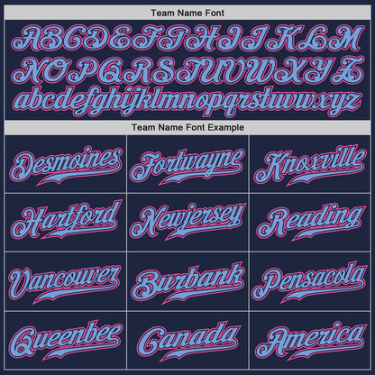 Custom Navy Pink-Light Blue Authentic Baseball Jersey - Sky-Custom