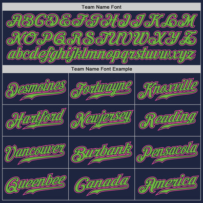 Custom Navy Pink-Neon Green Authentic Baseball Jersey - Sky-Custom