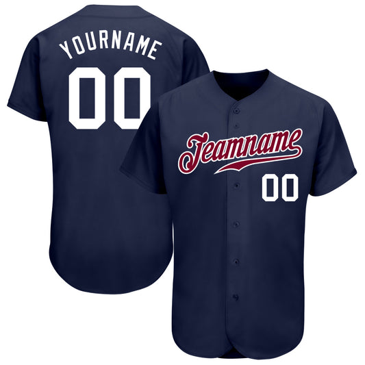 Custom Navy White-Maroon Authentic Baseball Jersey - Sky-Custom
