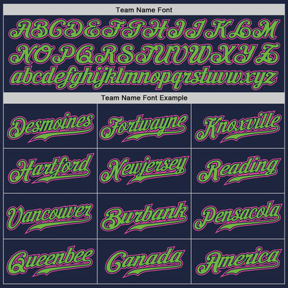 Custom Navy White Pinstripe Pink-Neon Green Authentic Baseball Jersey - Sky-Custom