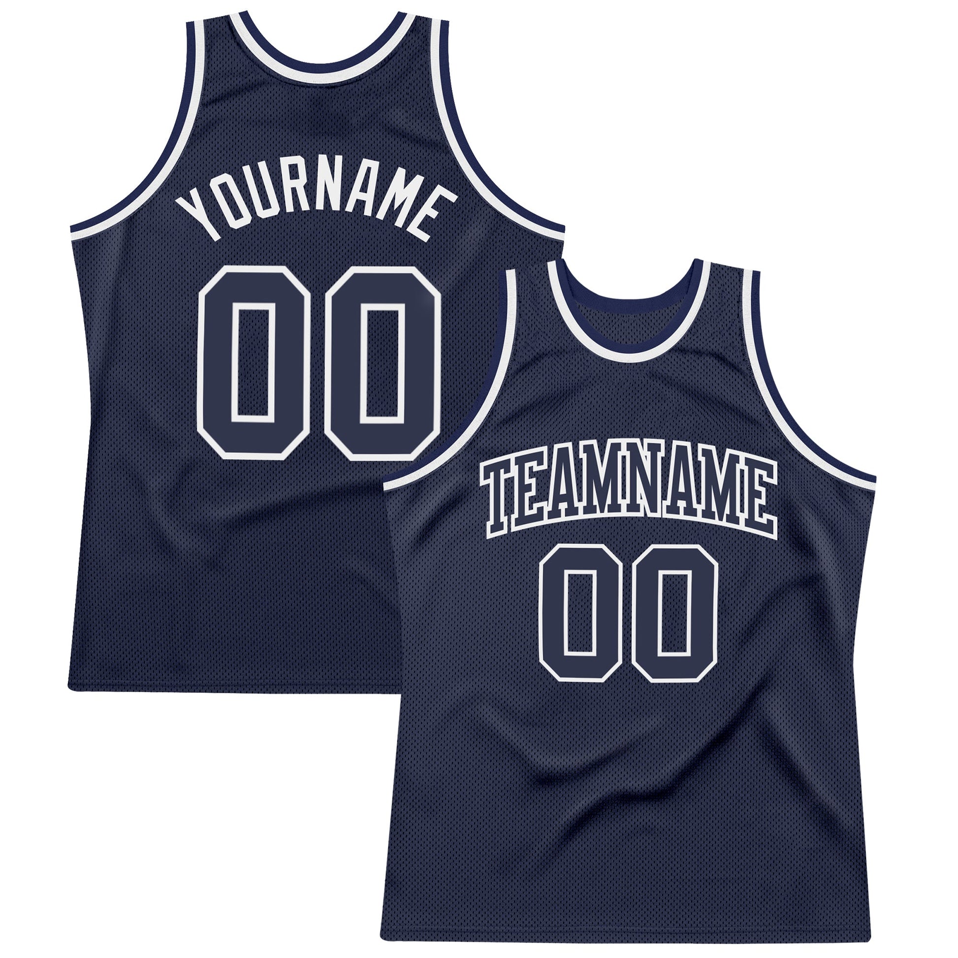 Custom Navy Navy-White Authentic Throwback Basketball Jersey - Sky-Custom