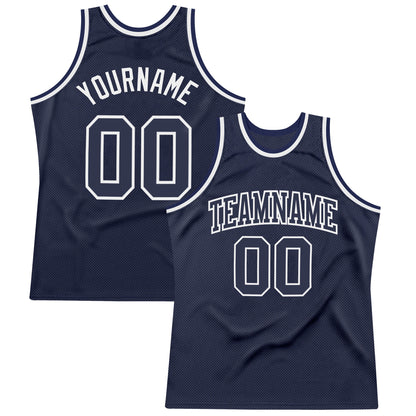 Custom Navy Navy-White Authentic Throwback Basketball Jersey - Sky-Custom