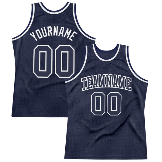 Custom Navy Navy-White Authentic Throwback Basketball Jersey - Sky-Custom