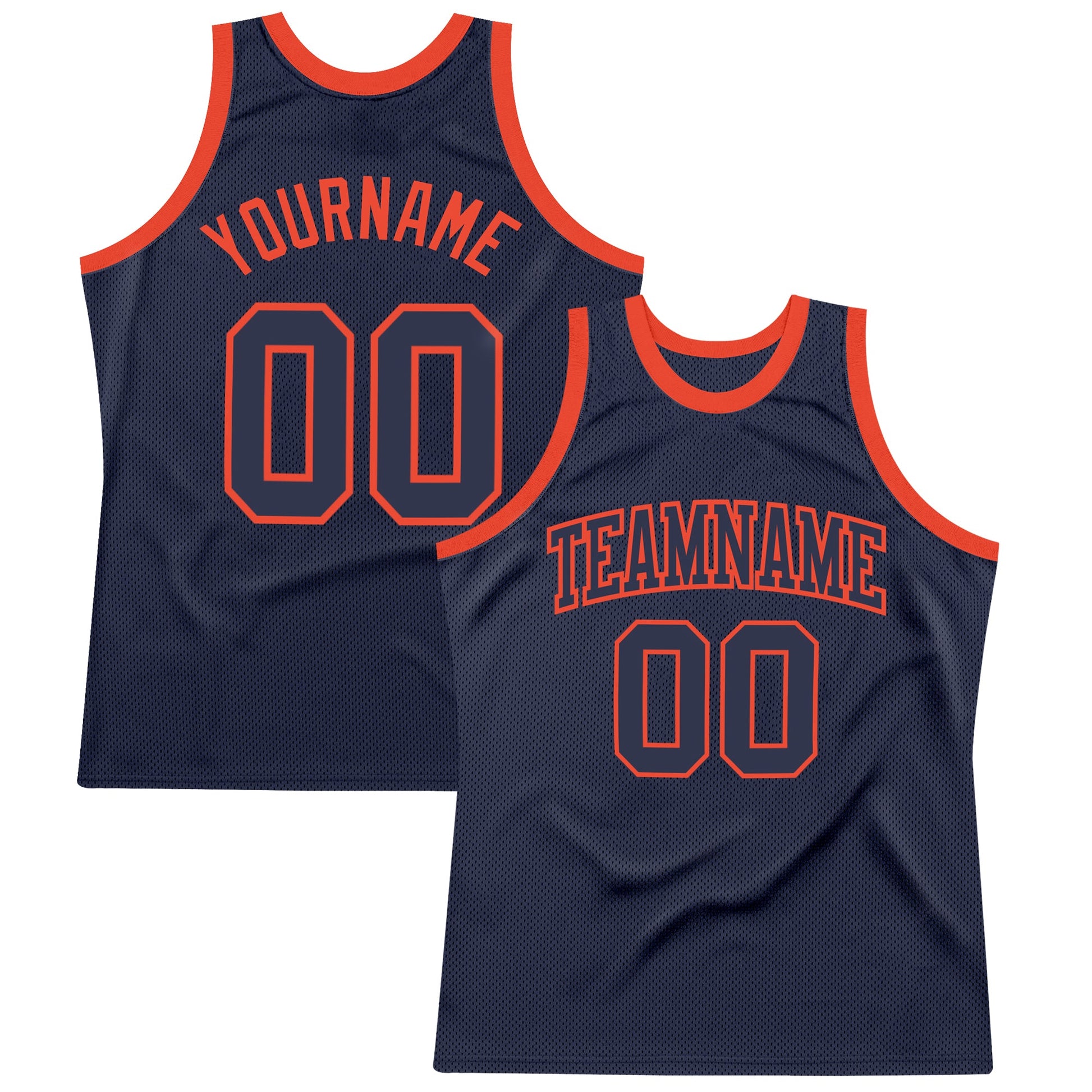Custom Navy Navy-Orange Authentic Throwback Basketball Jersey - Sky-Custom