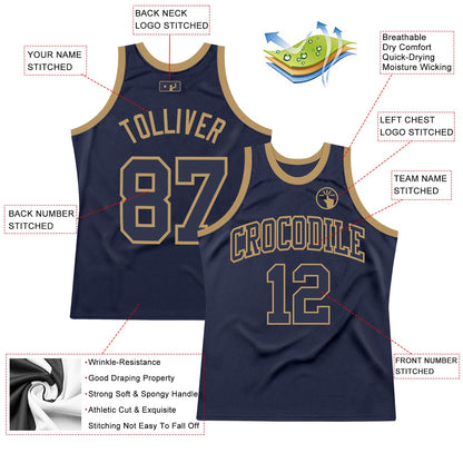 Custom Navy Navy-Old Gold Authentic Throwback Basketball Jersey - Sky-Custom