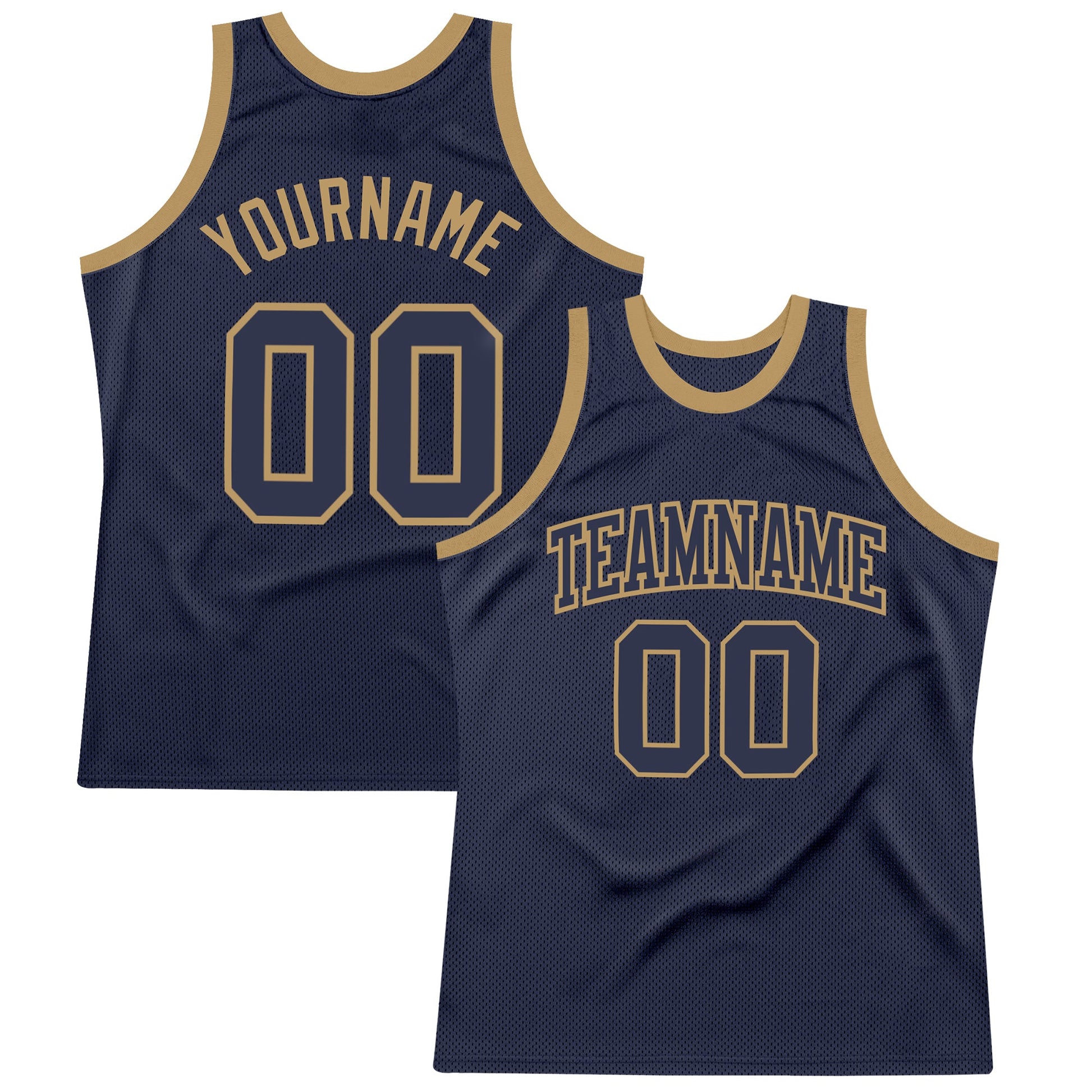 Custom Navy Navy-Old Gold Authentic Throwback Basketball Jersey - Sky-Custom