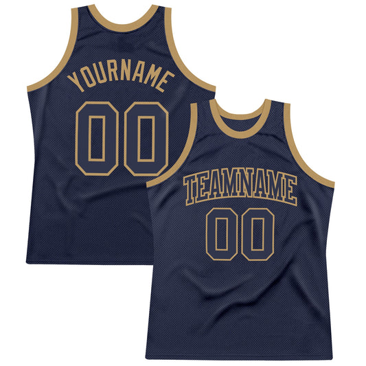 Custom Navy Navy-Old Gold Authentic Throwback Basketball Jersey - Sky-Custom