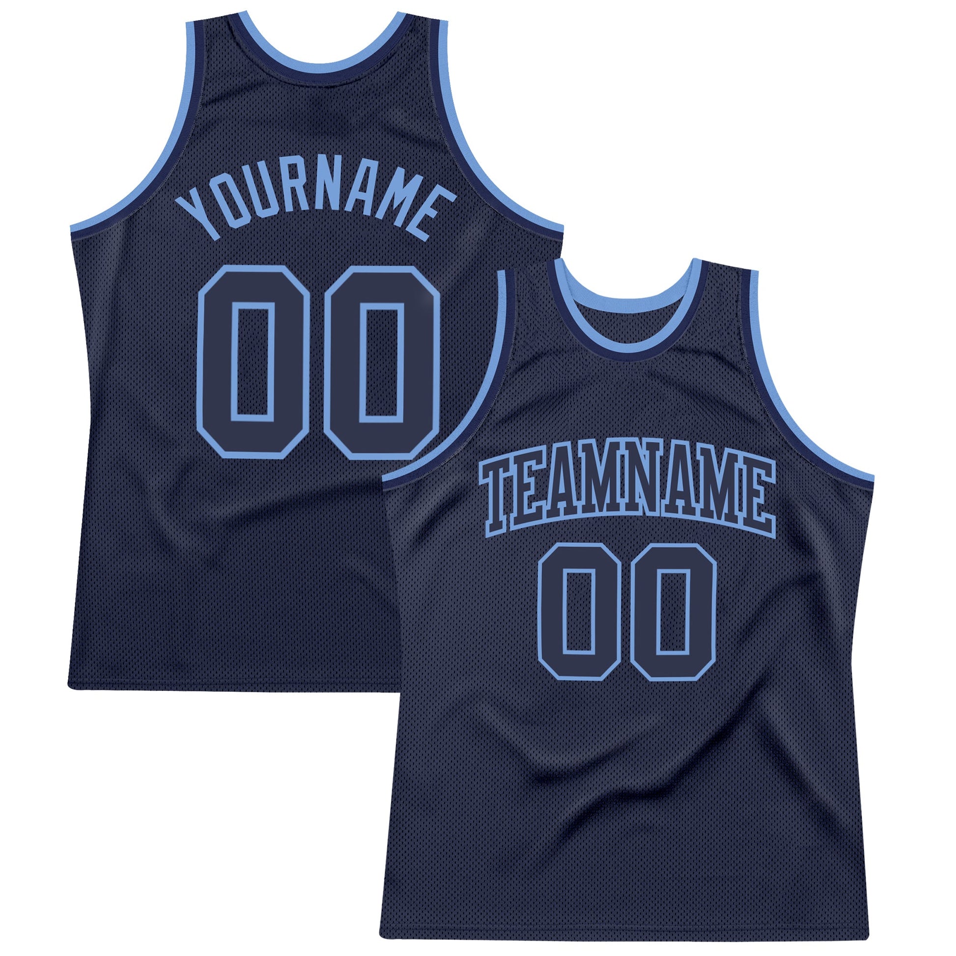 Custom Navy Navy-Light Blue Authentic Throwback Basketball Jersey - Sky-Custom
