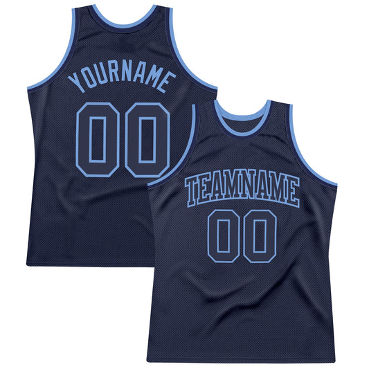 Custom Navy Navy-Light Blue Authentic Throwback Basketball Jersey - Sky-Custom