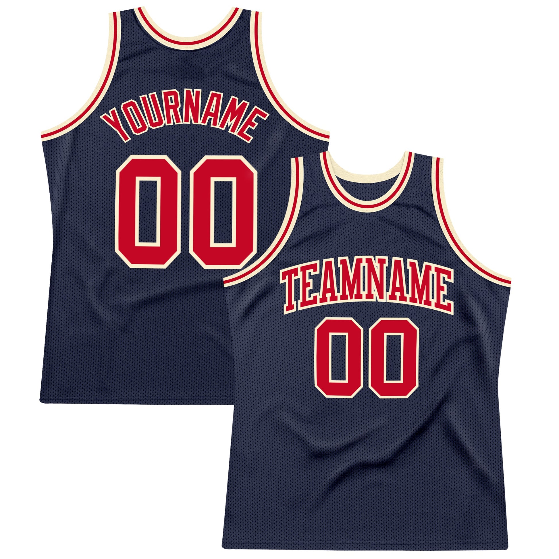 Custom Navy Red-Cream Authentic Throwback Basketball Jersey - Sky-Custom