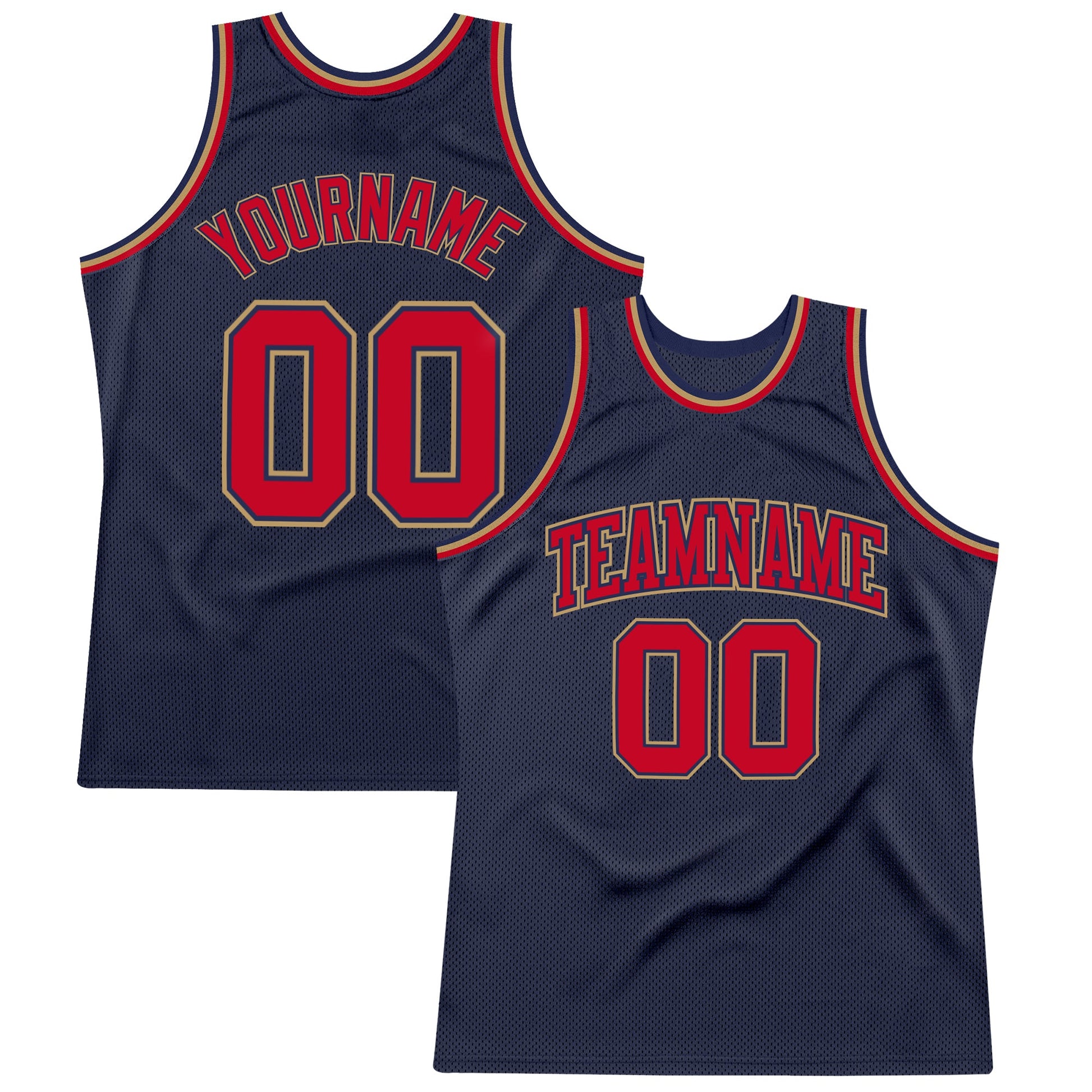 Custom Navy Red-Old Gold Authentic Throwback Basketball Jersey - Sky-Custom