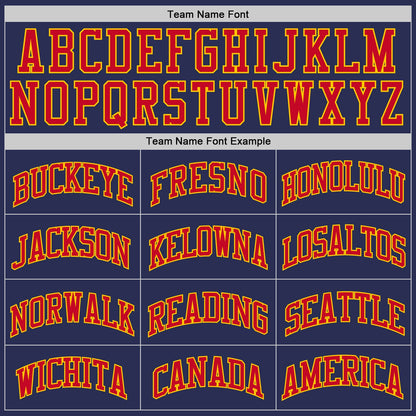 Custom Navy Red-Gold Authentic Throwback Basketball Jersey - Sky-Custom
