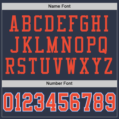 Custom Navy Orange-Blue Mesh Authentic Throwback Football Jersey - Sky-Custom