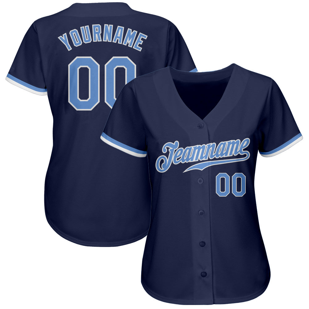 Custom Navy Light Blue-White Authentic Baseball Jersey - Sky-Custom