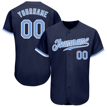 Custom Navy Light Blue-White Authentic Baseball Jersey - Sky-Custom