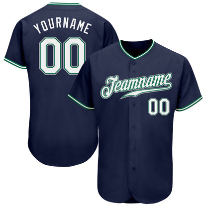 Custom Navy White-Kelly Green Authentic Baseball Jersey - Sky-Custom