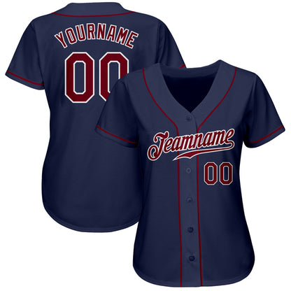 Custom Navy Crimson-White Authentic Baseball Jersey - Sky-Custom