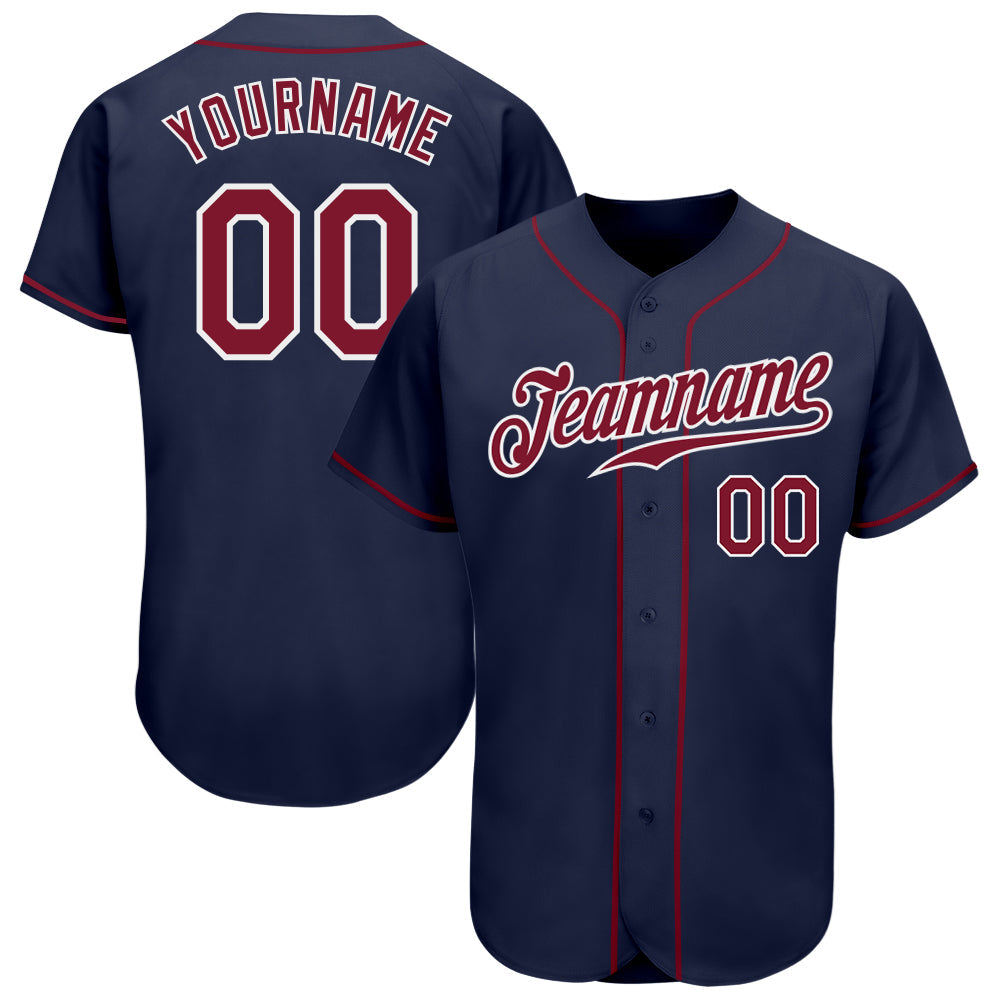 Custom Navy Crimson-White Authentic Baseball Jersey - Sky-Custom