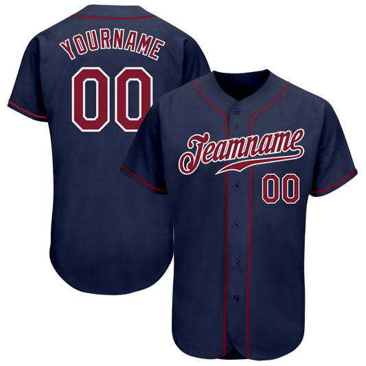 Custom Navy Crimson-White Authentic Baseball Jersey - Sky-Custom