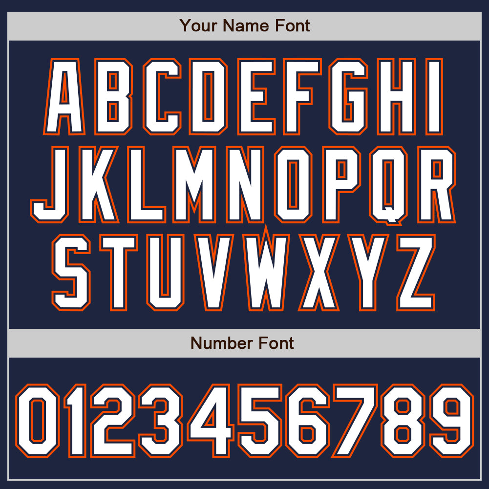 Custom Navy White-Orange Authentic Baseball Jersey - Sky-Custom