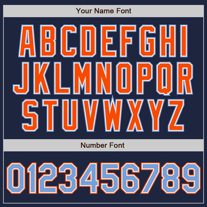 Custom Navy Powder Blue-Orange Authentic Baseball Jersey - Sky-Custom