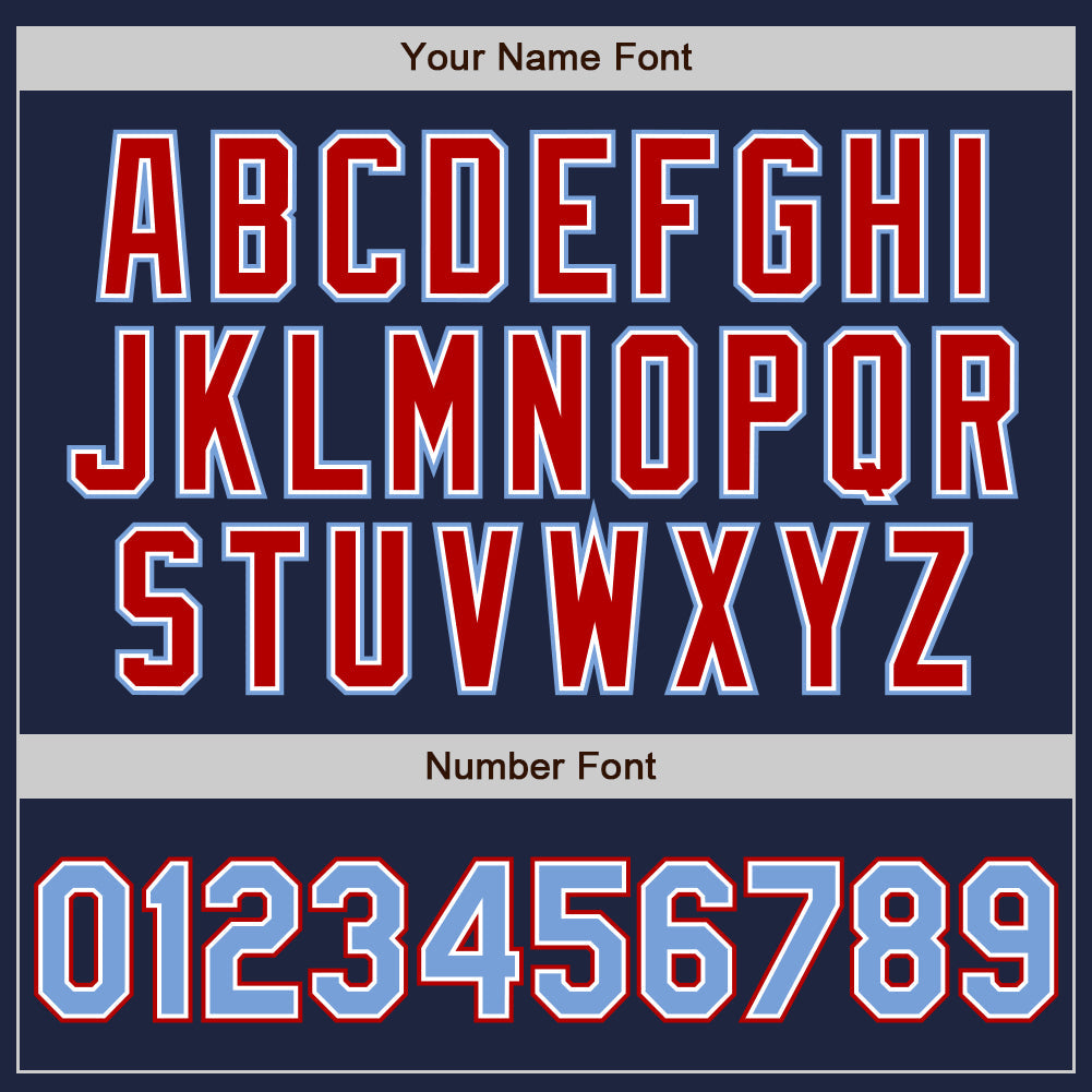 Custom Navy Light Blue-Red Authentic Baseball Jersey - Sky-Custom