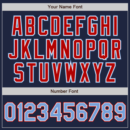 Custom Navy Light Blue-Red Authentic Baseball Jersey - Sky-Custom
