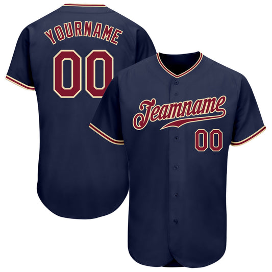Custom Navy Crimson-City Cream Authentic Baseball Jersey - Sky-Custom