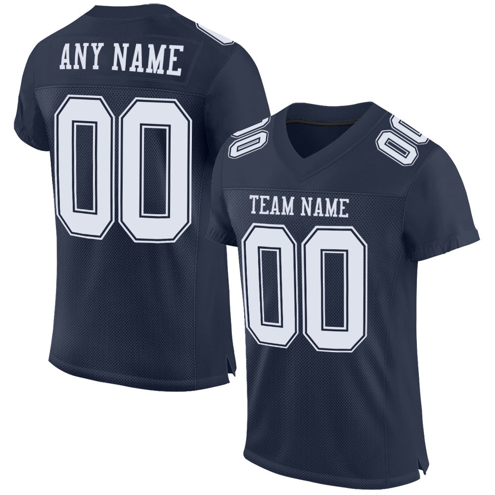 Custom Navy White Mesh Authentic Football Jersey - Sky-Custom