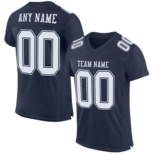 Custom Navy White Mesh Authentic Football Jersey - Sky-Custom