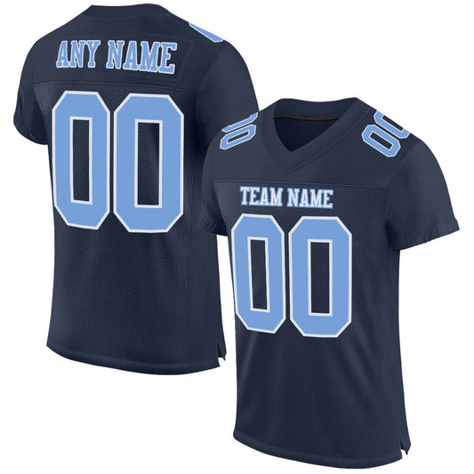 Custom Navy Light Blue-White Mesh Authentic Football Jersey - Sky-Custom
